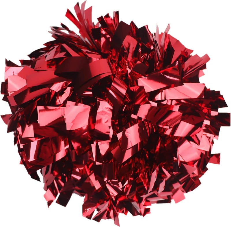 GUIFIER 2 Pack 6 Inches Metallic Cheerleading Pom Poms, Cheer Pom Pom with Baton Handle, Pompoms Cheerleader for Kids Girls Cheering Squad - Image 1